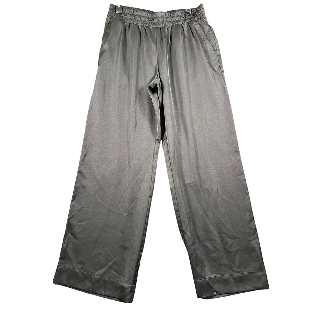 A New Day Wide Leg Stretch Pants Black Womens Medium Elastic Waist Casual